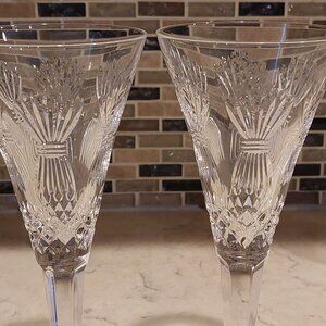 Pair Waterford Toasting flutes Prosperty symbol